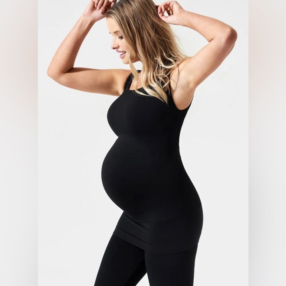 Blanqi Everyday Maternity Belly Support Seamless Tank Top Black Small